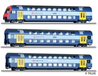Tillig 70065 - H0 - 3-tlg. Set Doppelstockwagen, SBB, Ep. V